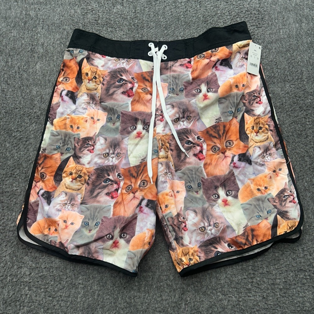 Bioworld Mens Swim Trunks Kittens Cat Boardshorts 2XL Bathing Suit